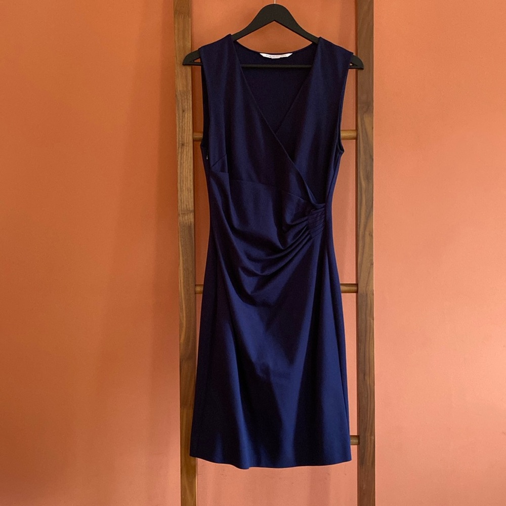 EUC Navy DVF faux wrap dress
